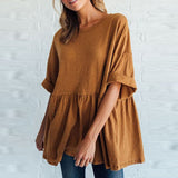 Casual Round Neck  Summer Blouses