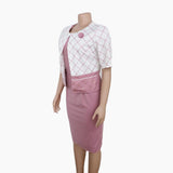 Elegant Printed Coat Short Sleeve Bandage Pencil Dress Suits XL-4XL