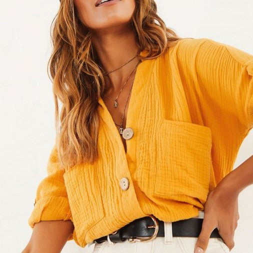 Solid Color BF Casual Blouses