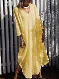 Solid Color Loose Irregular Cotton Dress