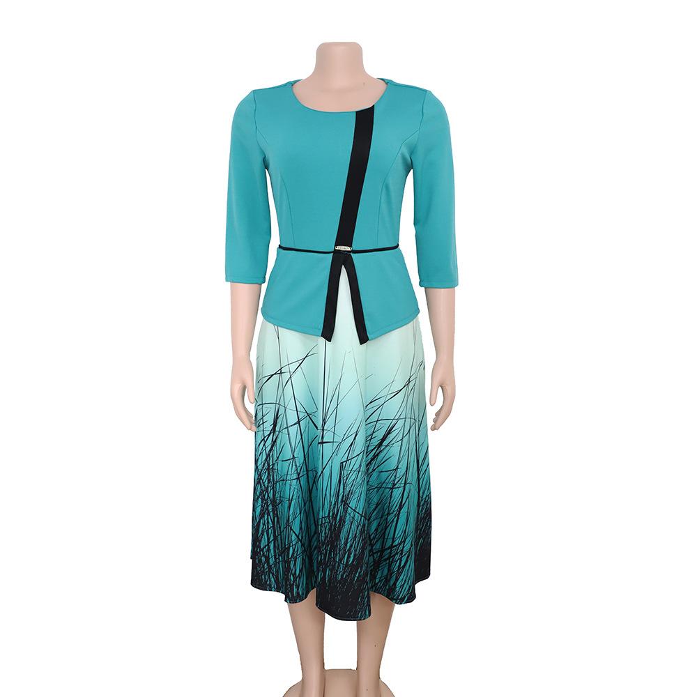 Elegent Fashion Style Printing Plus Size Dress L-3XL
