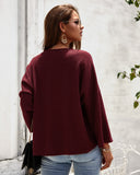 Long-sleeved autumn and winter new drawstring honeycomb top sweater