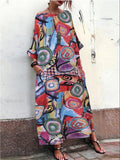 Round Neck Floral Print Casual Maxi Dress