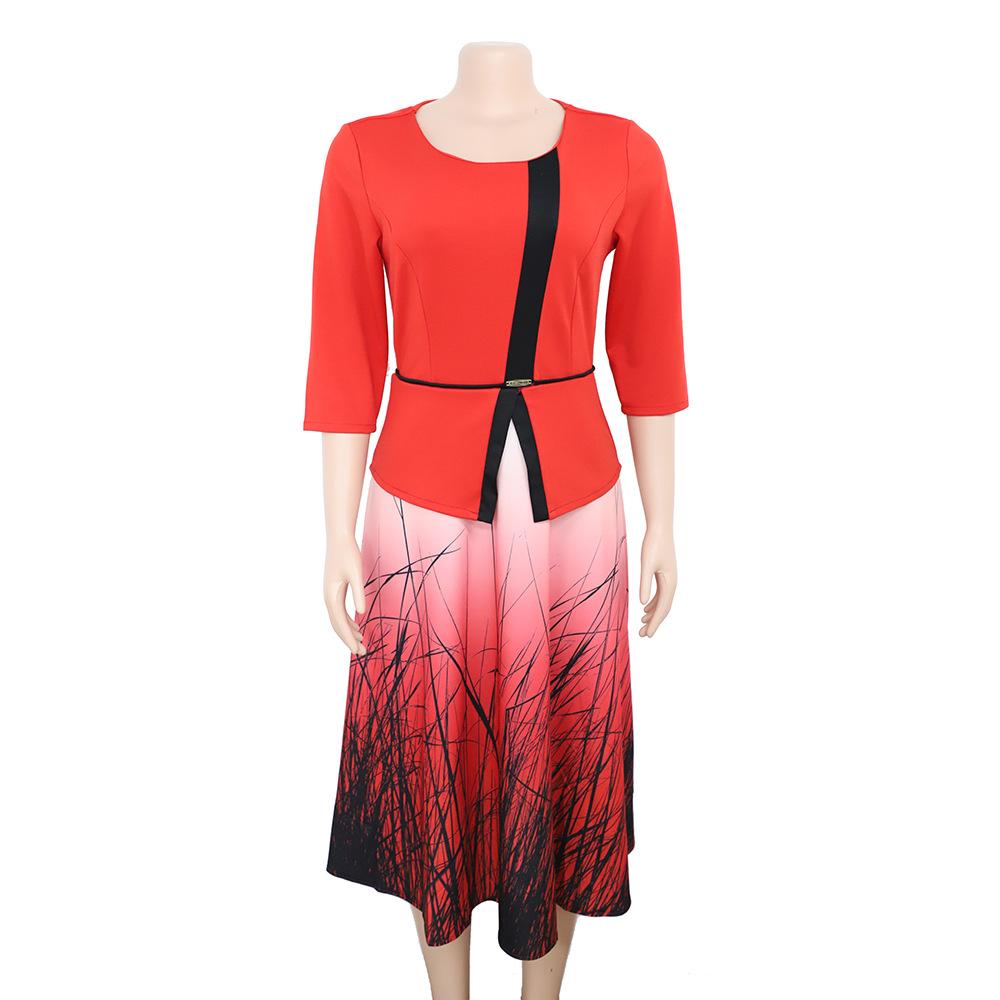 Elegent Fashion Style Printing Plus Size Dress L-3XL