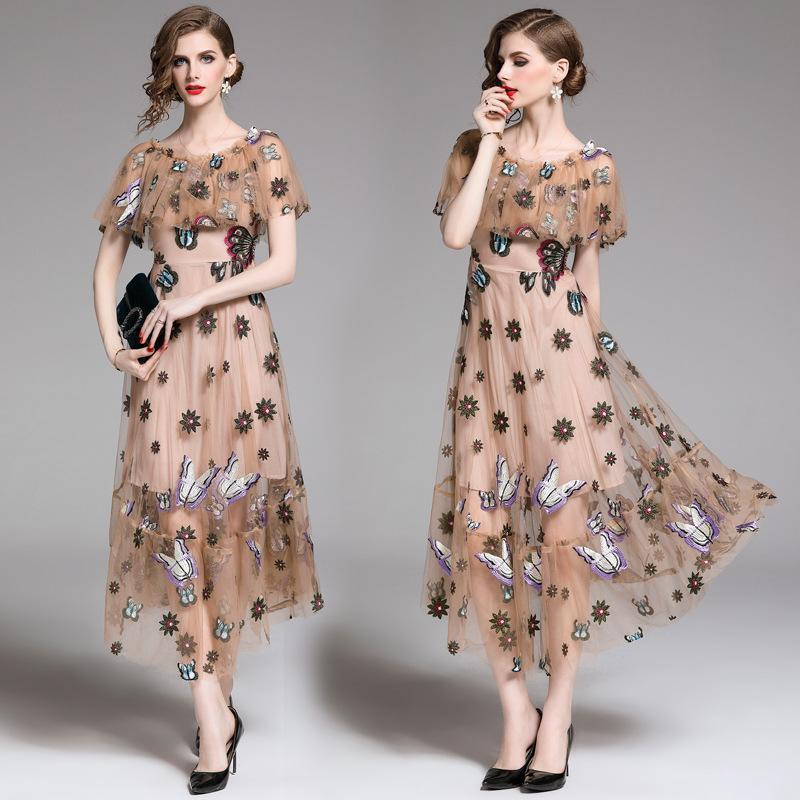 Fashion Catwalk Women's Butterfly Embroidered Dress