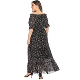 Off Shoulder Floral Print Ruffle Chiffon Boho Maxi Dress XL-5XL