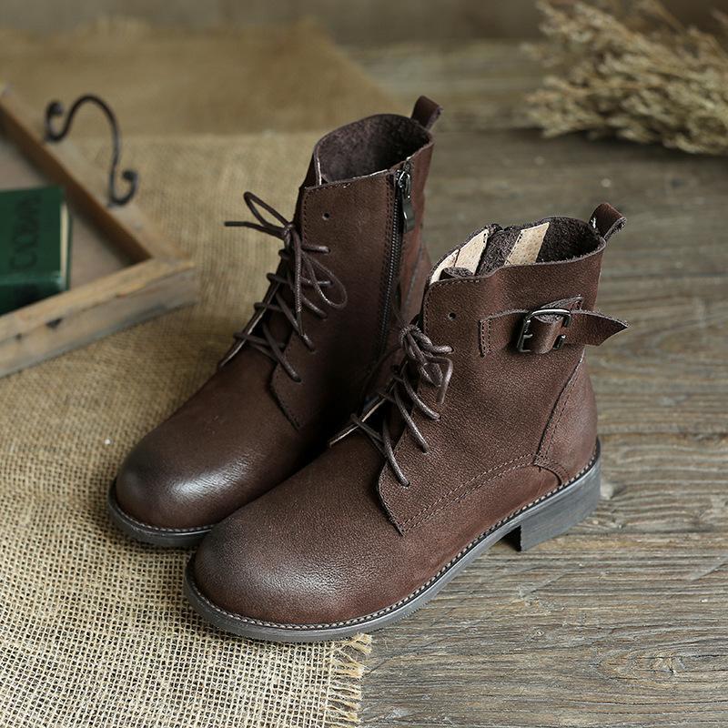 Middle tube layer leather Martin boots_brown