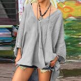 Casual V Neck Loose Long Sleeves Blouses