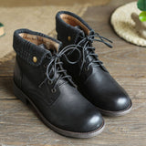 British style leather round head with retro Martin boots_black