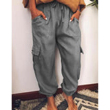 Casual Lace Up Cotton Pant with Pockets