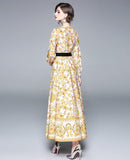 Baroque Floral Print Maxi Dress