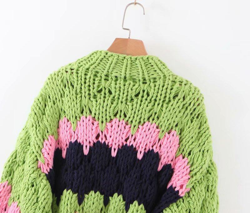 Colorblock thick knit sweater