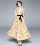 Baroque Floral Print Maxi Dress