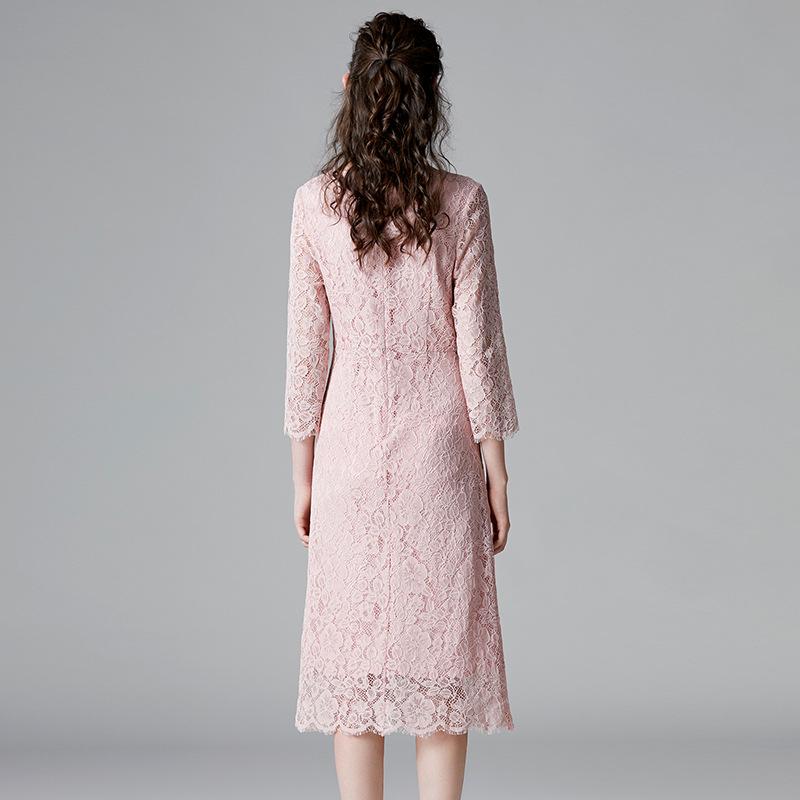 Pink Plus Size Long Sleeve Midi Dress