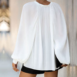 Pleated Floating Loose V-neck Chiffon Top