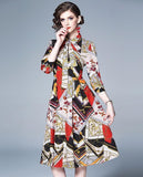 Floral Print Long Sleeve Midi Length Dress