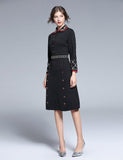 Vintage Fashion Embroidered Slim Mid-length Dress