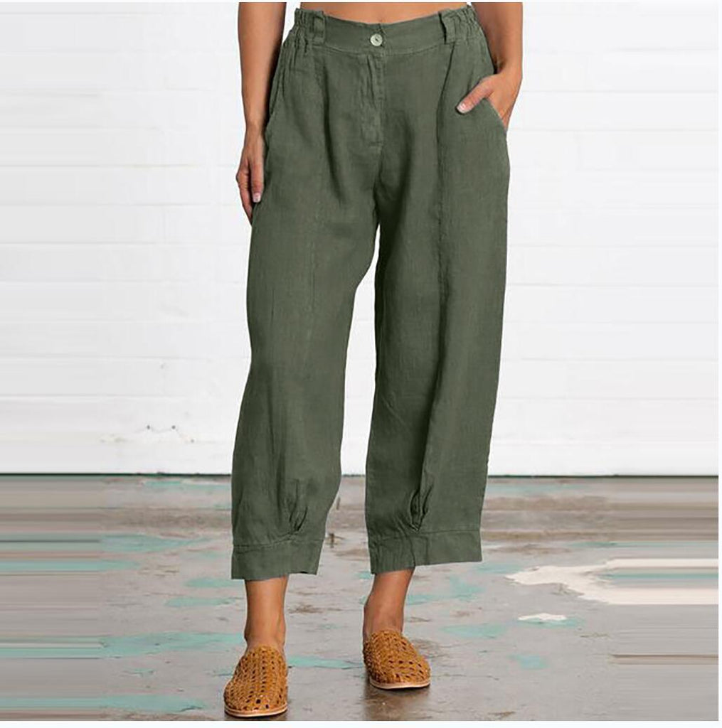 Fashion Solid Color Cropped Casual Pants
