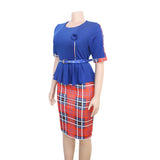 Fashion Elastic Stripe Print Dress L-3XL