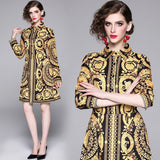 Retro Leopard Print Lapel Dress