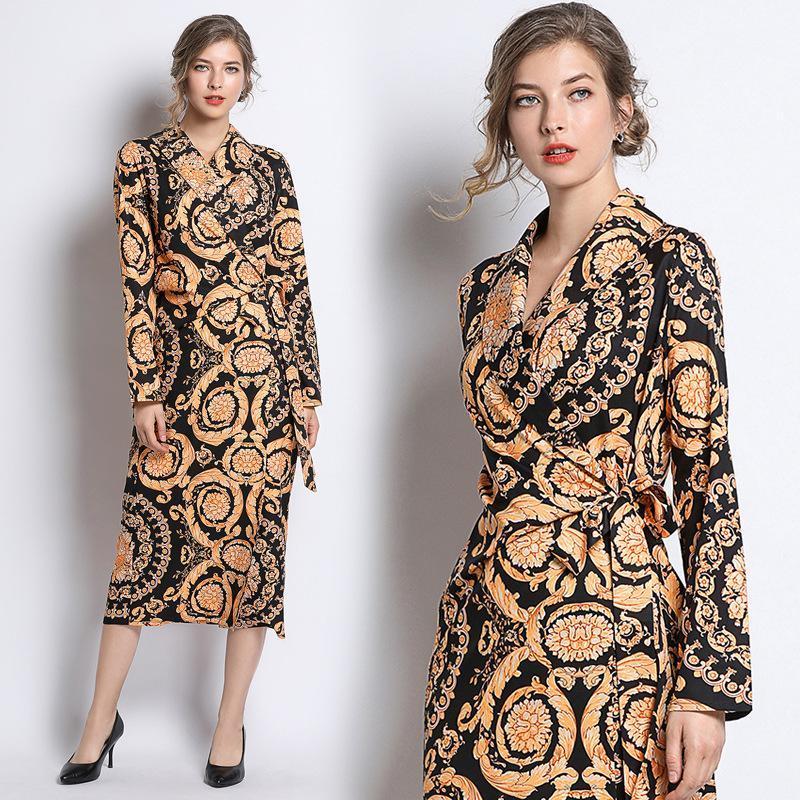 Fashion Casual Royal Court Print Midi Dress