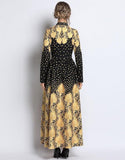 Fashion Royal Court Print Long Sleeve Maxi Dress