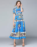 Fashion Lapel Pleated Long Dress