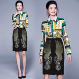 Royal Court Printed Shirt + Embroidered Skirt