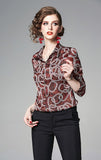 Fashion Abstract Button Flower Lapel Shirt