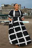 Fashion Large Size Print Long Sleeve Dress XL-5XL