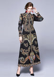 Vintage Court Print Fashion Wild Cardigan Dress