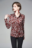Fashion Abstract Button Flower Lapel Shirt