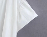Cotton White Loose Ruffled Shirt Dress