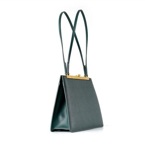 Leather Large Capacity Tote Bag - Army Green