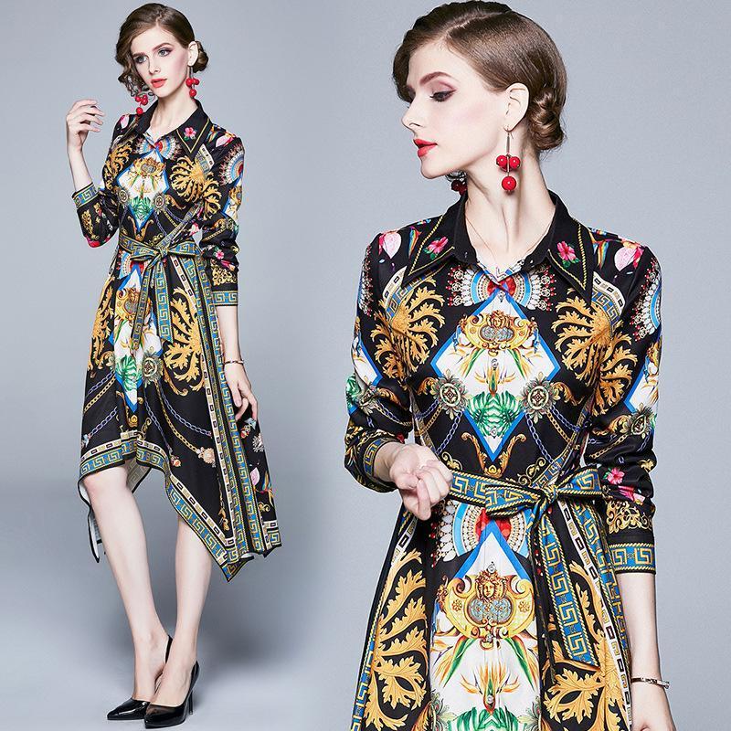 Fashion Slim Irregular Print Dress