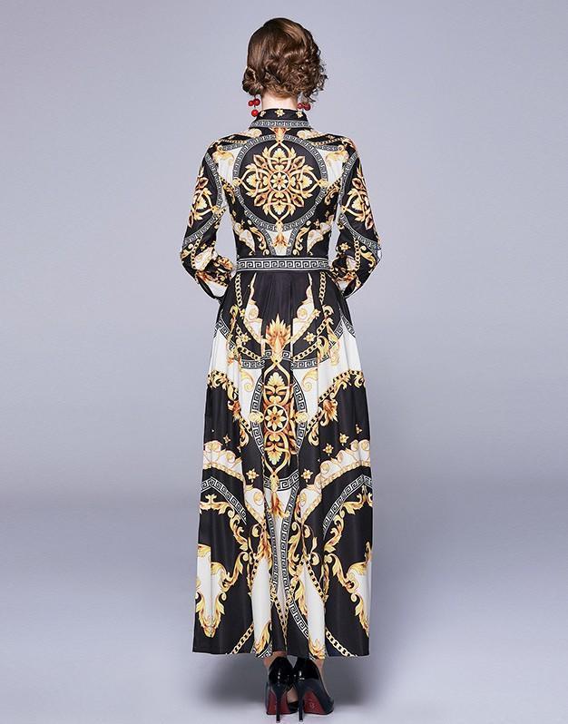 Elegant Slim Fashion Print Long Sleeve Dress