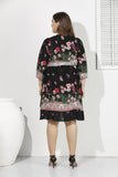 Floral Print Boho V Neck Half Sleeve Ruffle Dress XL-4XL