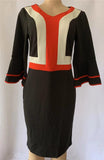 Elegant Colorblock Ruffle Sleeve V-Neck Dress L-4XL