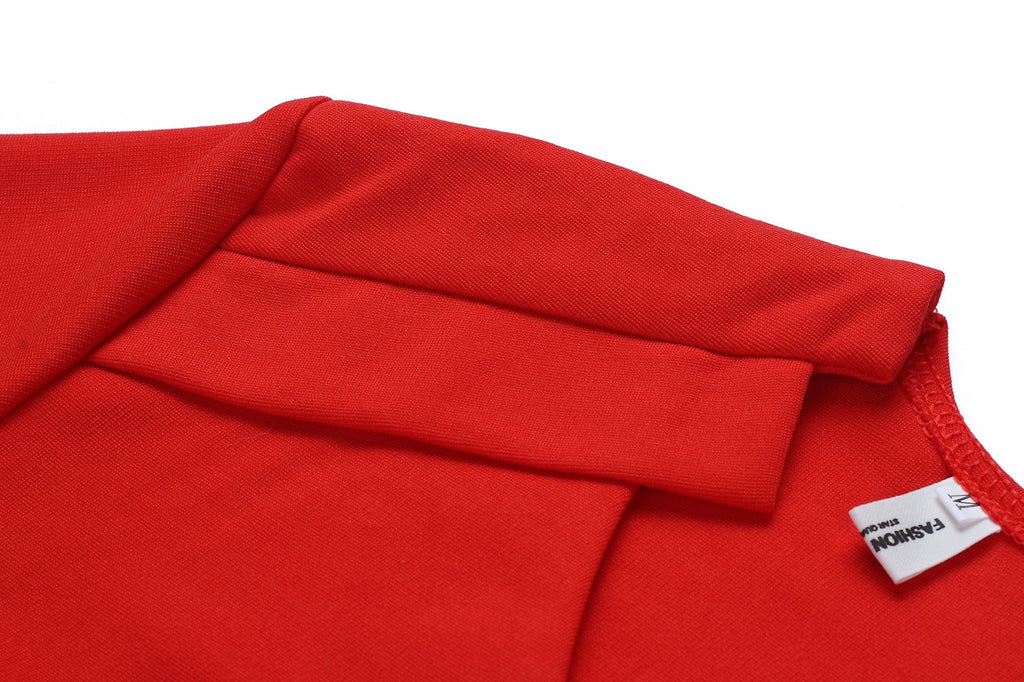Red V Neck Knee Length Hip Half Sleeves Elegant Midi Dress S-3XL