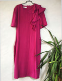 Plus Size Solid Color OL Midi Dress