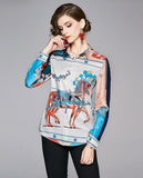 Retro Lapel Fashion Print Shirt