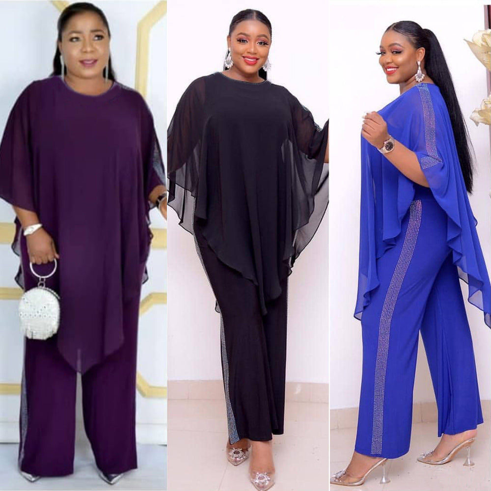Plus Size ChiffonSequined Wraps +Jumpsuits