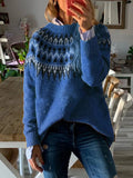New Round Neck Loose Pullover Sweater Retro Wild Loose Sweater Women