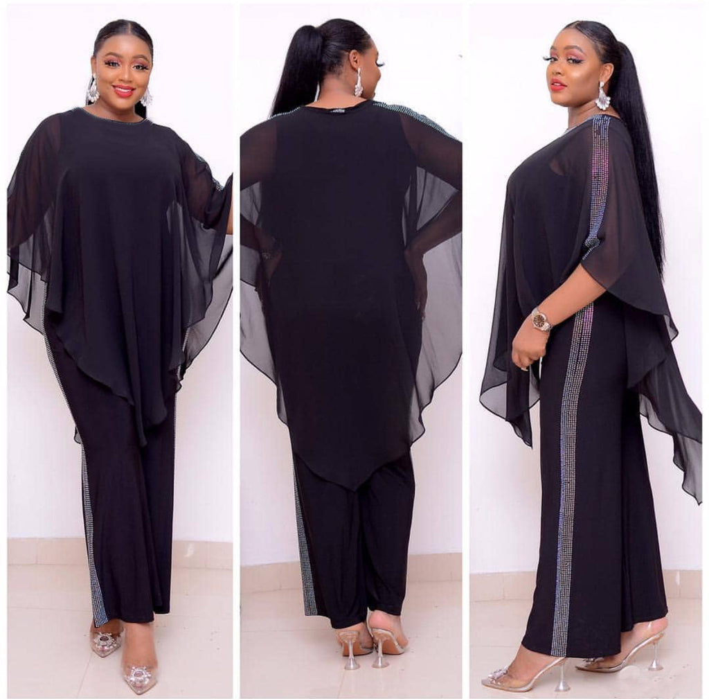 Plus Size ChiffonSequined Wraps +Jumpsuits