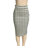 Fashion Plaid Lapel Middle Sleeve Stacked Button dress suit Two Piece Set XL-5XL