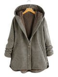 New Fashion Plaid Jacket Women's European and American Button Hooded