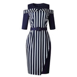 Striped Bustier OL Plus Size Dress