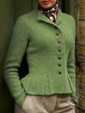 Vintage Cotton-Blend Cardigan Single Breasted Coat-Three Colors