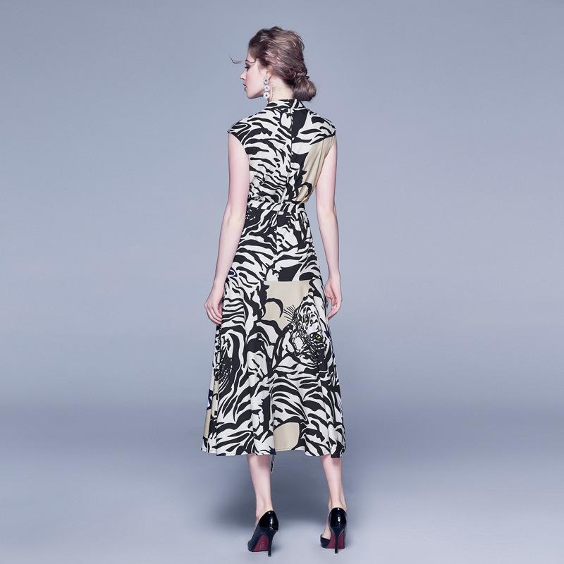 Sleeveless Leopard Strap Panel Dress