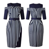 Striped Bustier OL Plus Size Dress